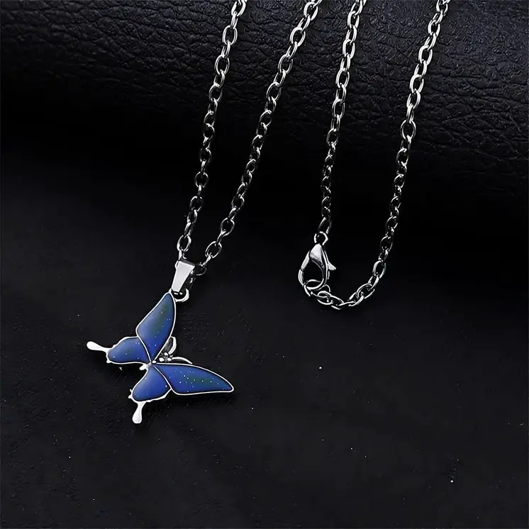 Mood Changing Butterfly Charm Pendant Necklace