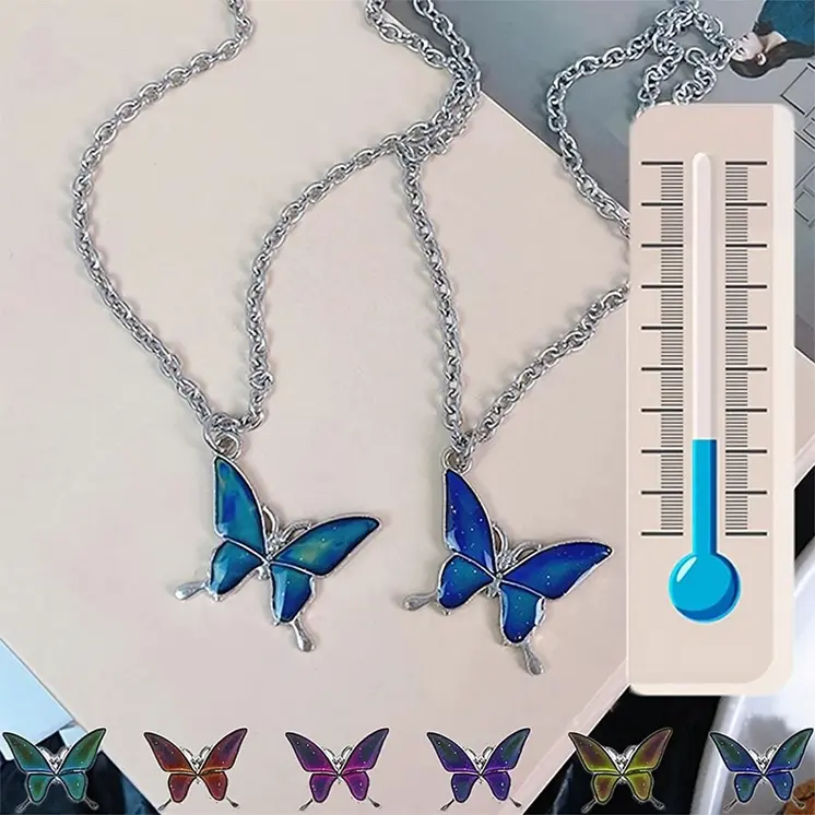 Mood Changing Butterfly Charm Pendant Necklace