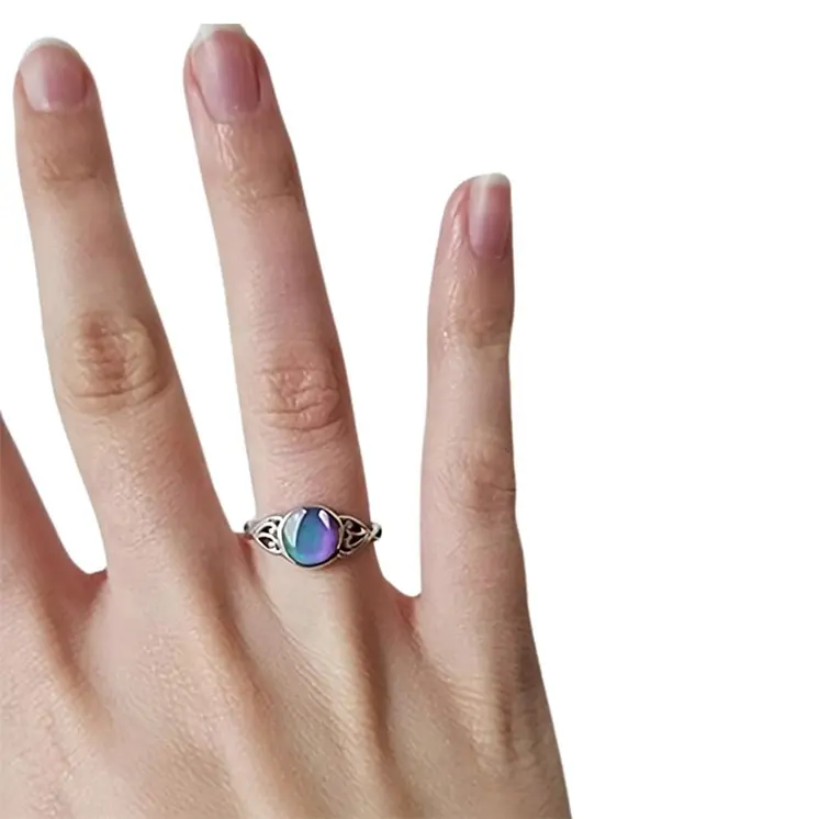Round Mood Ring Authentic Real 925 Silver Size 8