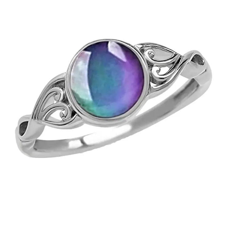 Round Mood Ring Authentic Real 925 Silver Size 8