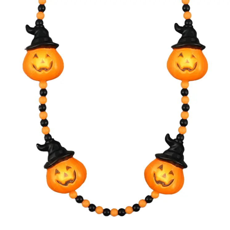 Light Up Witchy Pumpkin Beaded Necklace