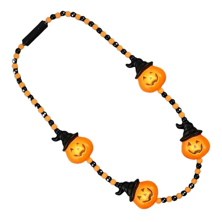 Light Up Witchy Pumpkin Beaded Necklace