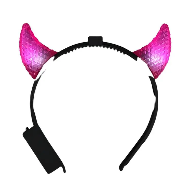Light Up Crystal Prism Devil Horns Pink