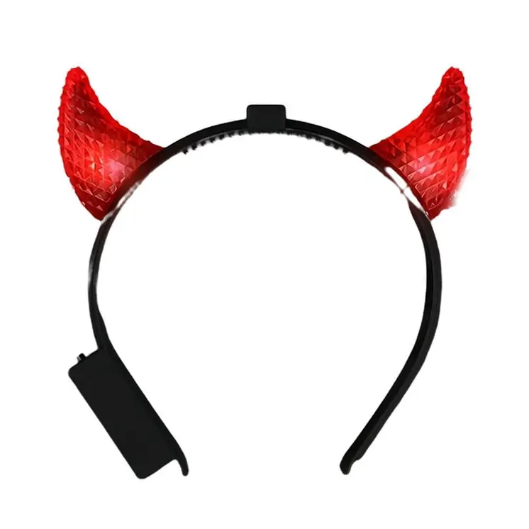 Light Up Crystal Prism Devil Horns Red