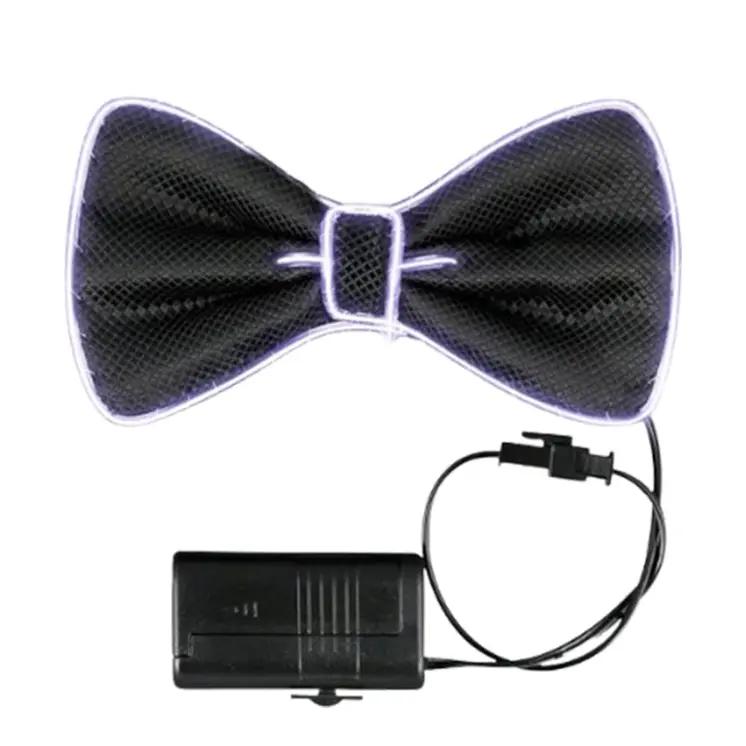 EL Wire White Bow Tie Night Parties