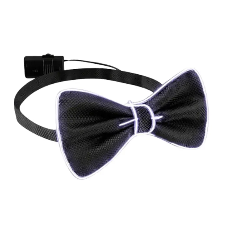 EL Wire White Bow Tie Night Parties