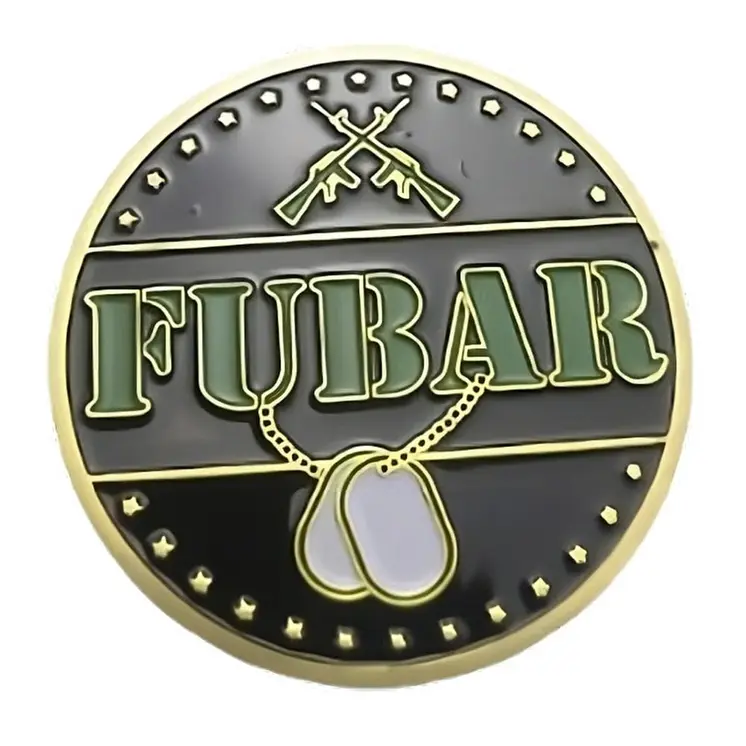FUBAR SNAFU Military Flipping Challenge Gold Plated Coin