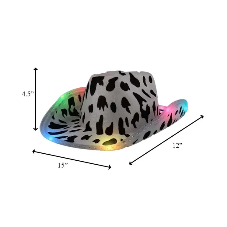 Light Up Cow Print Cowboy Hat