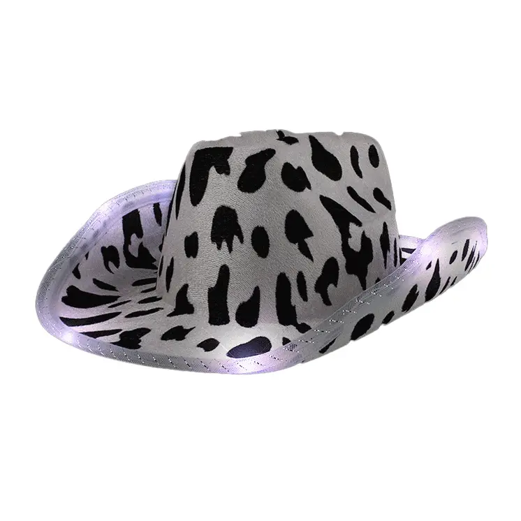 Light Up Cow Print Cowboy Hat