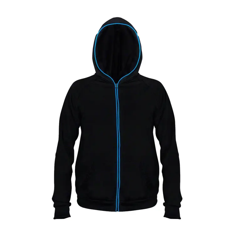 Electro Luminescent Zip Up Hoodie Blue XXL