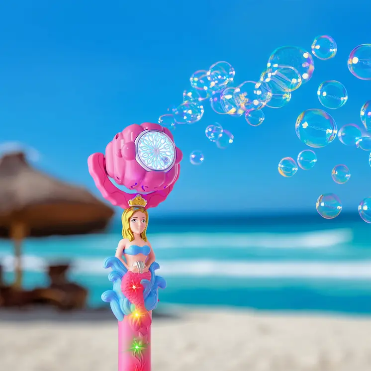 Light Up Seashell Mermaid Bubble Wand