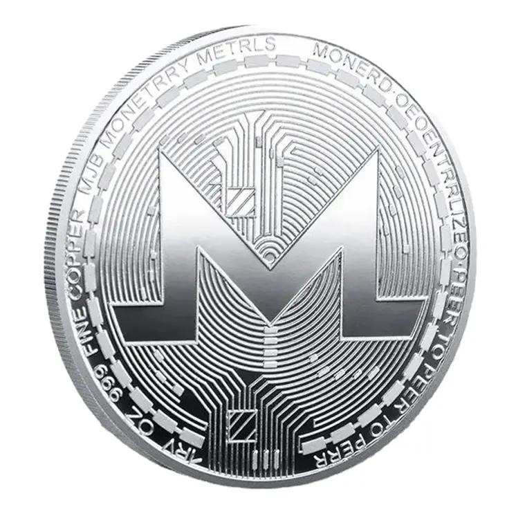 Monero Blockchain Crypto Silver Plated Coin