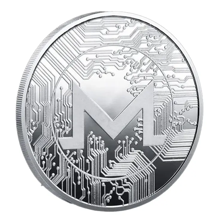 Monero Blockchain Crypto Silver Plated Coin