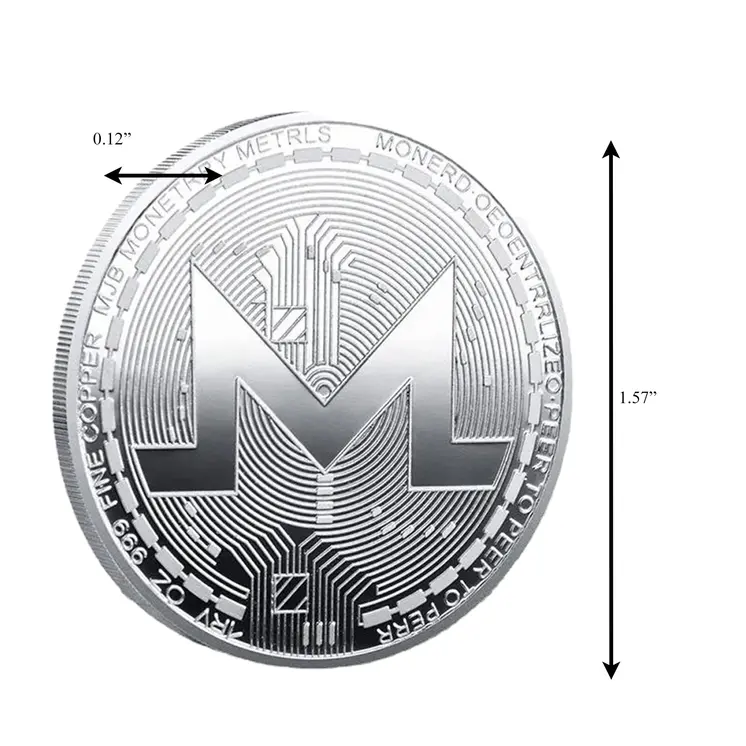 Monero Blockchain Crypto Silver Plated Coin