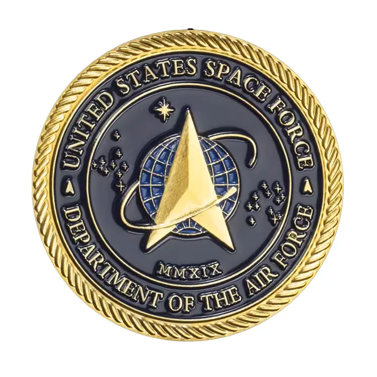 Gold Plated United States Space Force Challenge Coin and Heros Valor Prayer for Courage Souvenirs