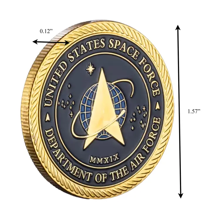 Gold Plated United States Space Force Challenge Coin and Heros Valor Prayer for Courage Souvenirs