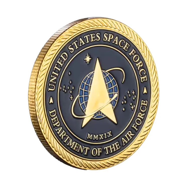 Gold Plated United States Space Force Challenge Coin and Heros Valor Prayer for Courage Souvenirs