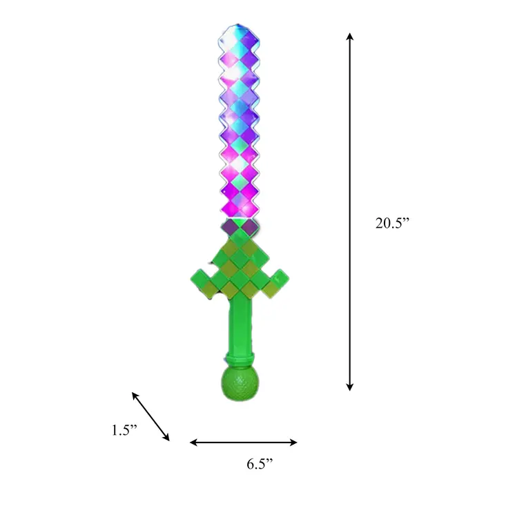 Light Up Mardi Gras Pixelated Bubble Sword with Sound
