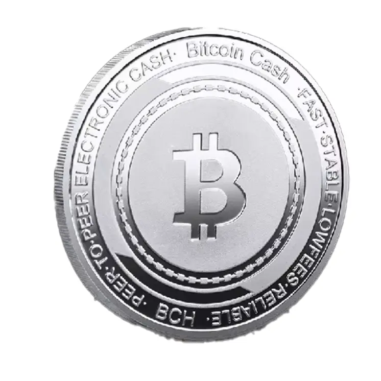 Silver Plated Bitcoin Coin Cash BCH Crypto Commemorative Cryptochips