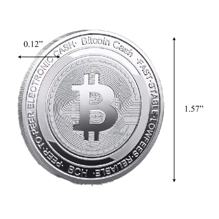 Silver Plated Bitcoin Coin Cash BCH Crypto Commemorative Cryptochips