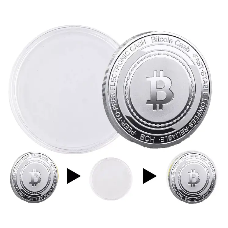 Silver Plated Bitcoin Coin Cash BCH Crypto Commemorative Cryptochips