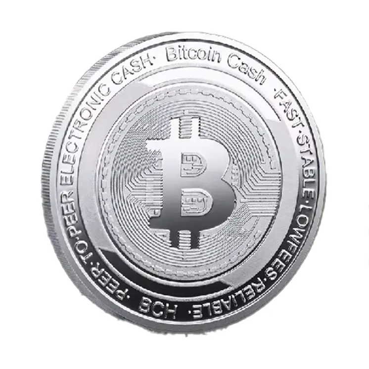 Silver Plated Bitcoin Coin Cash BCH Crypto Commemorative Cryptochips
