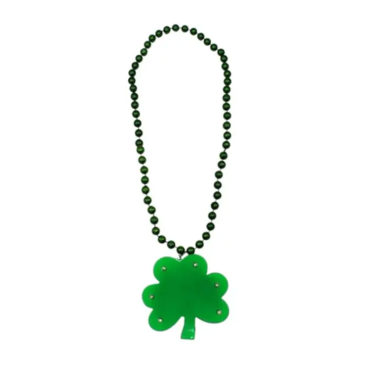 Pack of 18 Irish Pride Light Up Shamrock Medallion Beaded Necklaces