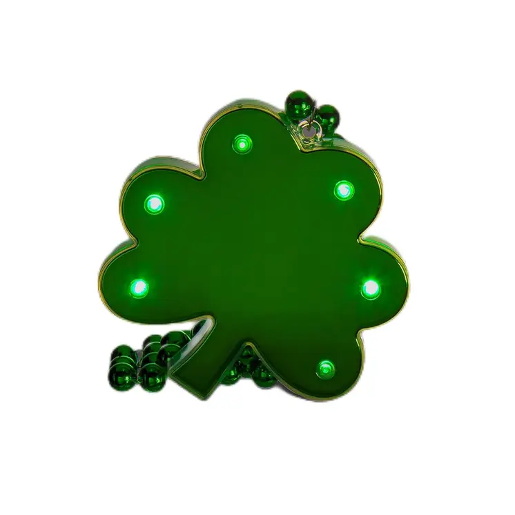 Pack of 18 Irish Pride Light Up Shamrock Medallion Beaded Necklaces