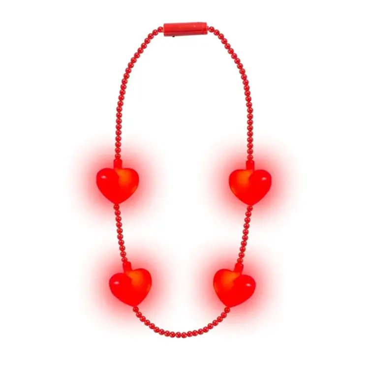 Pack of 24 Light Up 4 Red Charms Beaded Necklace