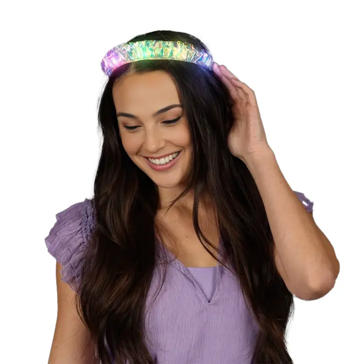 Light Up LED Iridescent Braid Headband