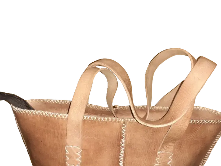 Bolso Mujer  Vacuno hilo blanco Mediano