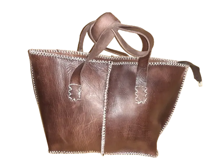 Bolso Mujer  Vacuno hilo blanco Mediano