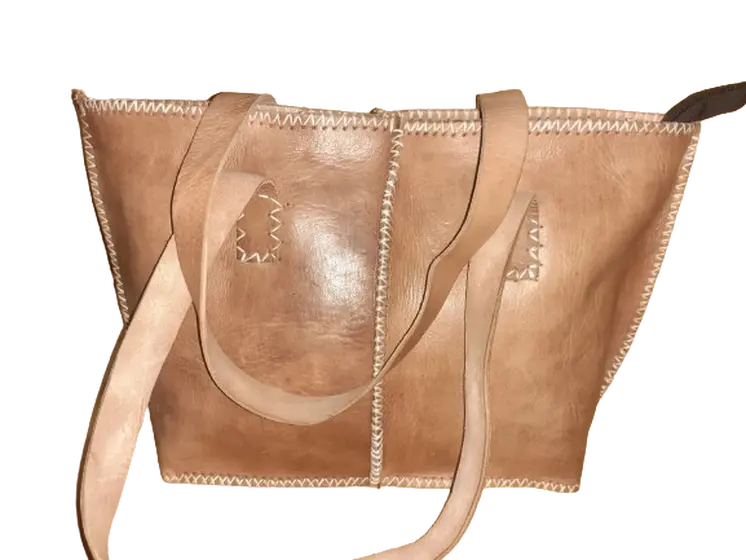 Bolso Mujer  Vacuno hilo blanco Mediano