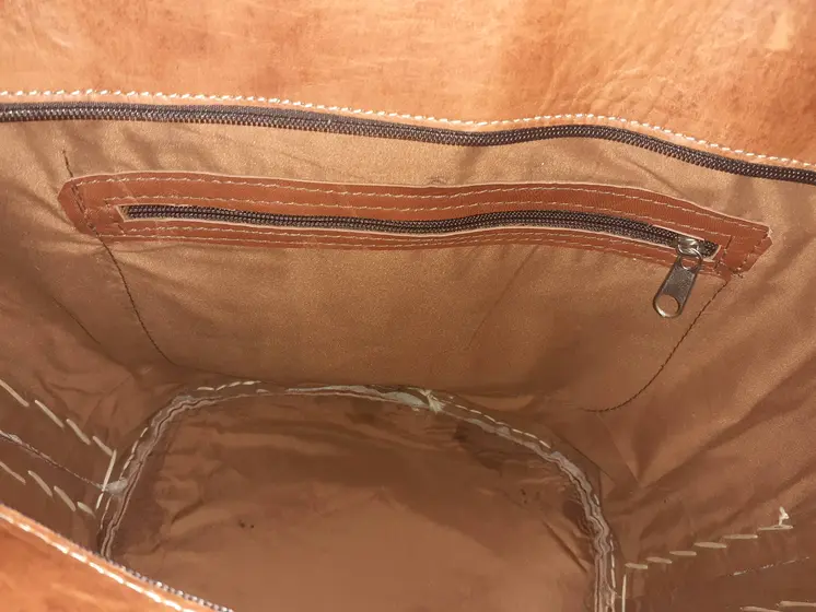 Bolso Vacuno asa hilo blanco
