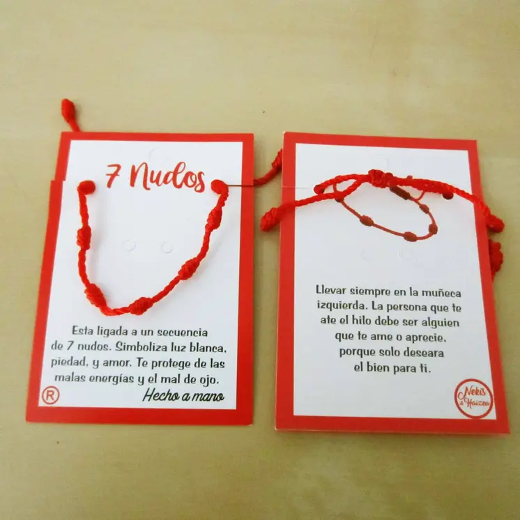 Pulsera de 7 nudos roja y negra