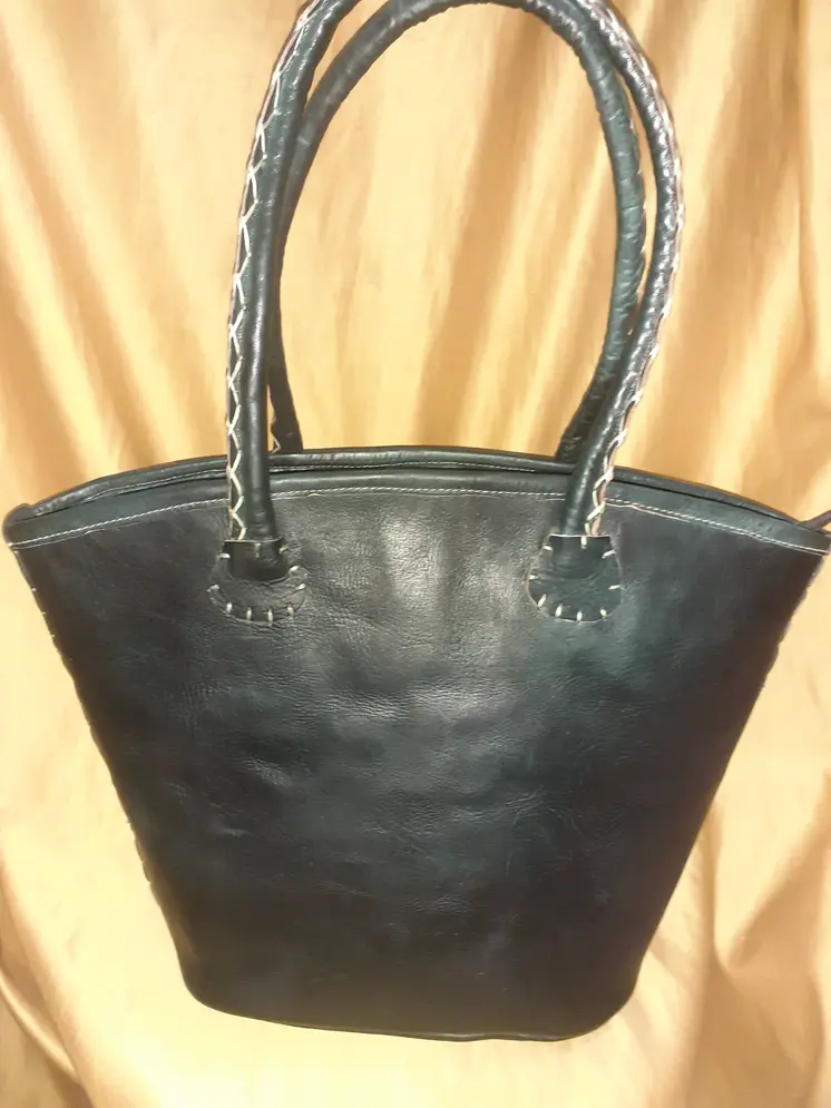 Bolso Vacuno asa hilo blanco