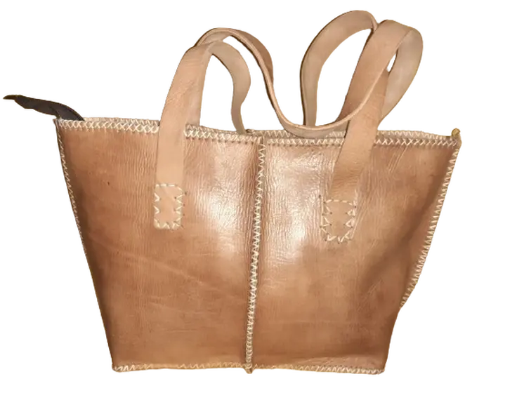 Bolso Mujer  Vacuno hilo blanco Mediano