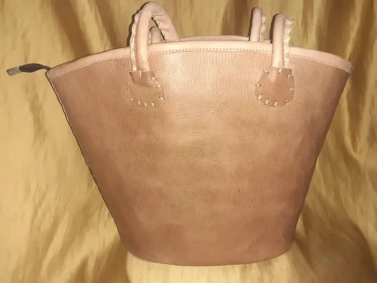 Bolso Vacuno asa hilo blanco