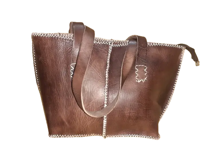 Bolso Mujer  Vacuno hilo blanco Mediano