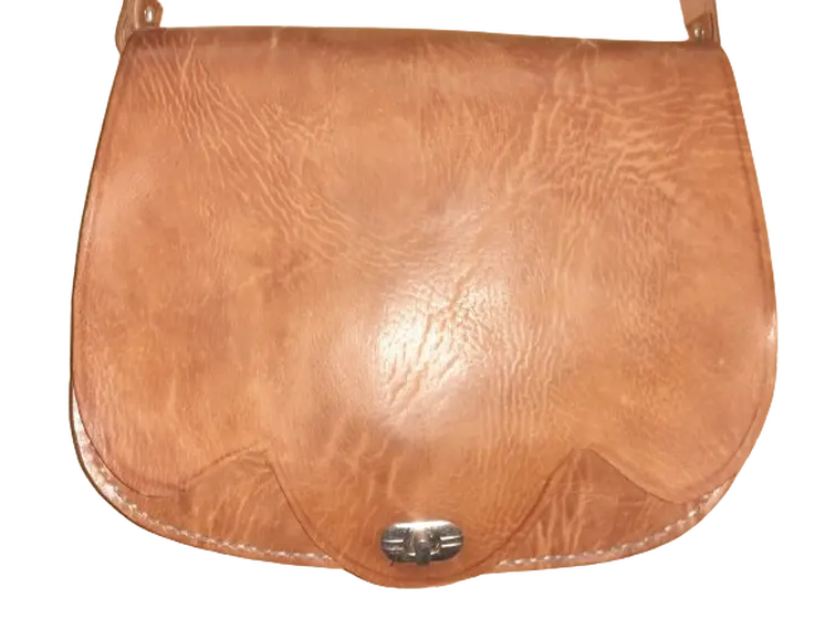 Bolso redondo liso beige vacuno Tira/click