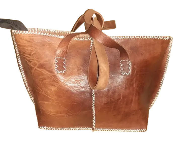 Bolso Mujer  Vacuno hilo blanco Mediano