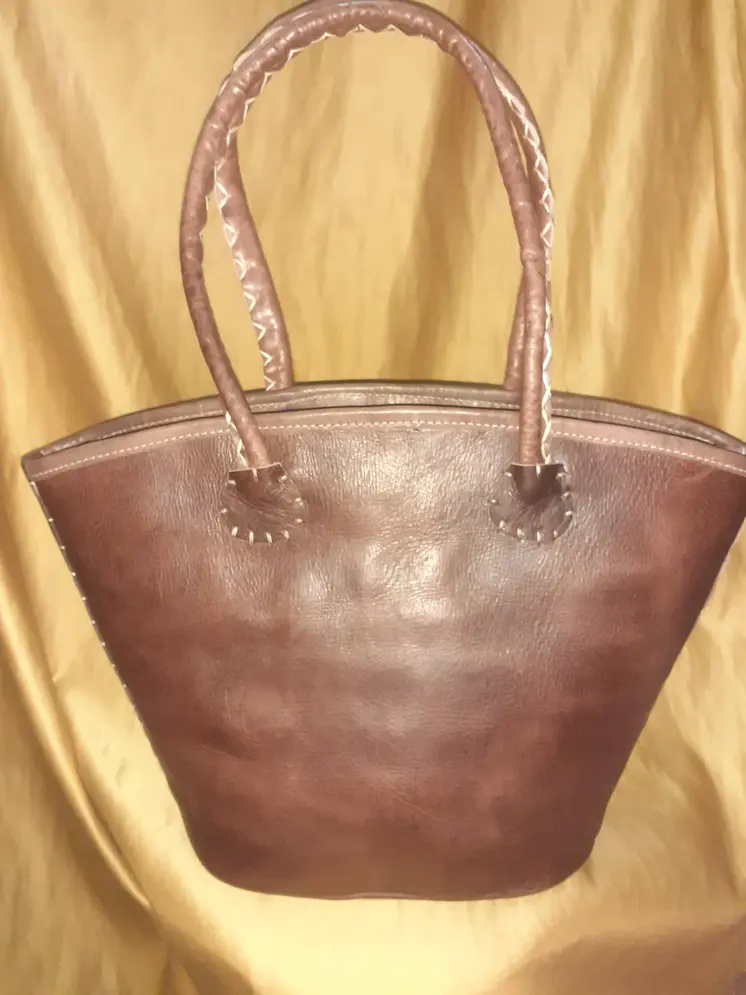 Bolso Vacuno asa hilo blanco