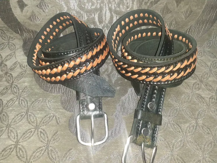 Cinturón doble trenza combinada