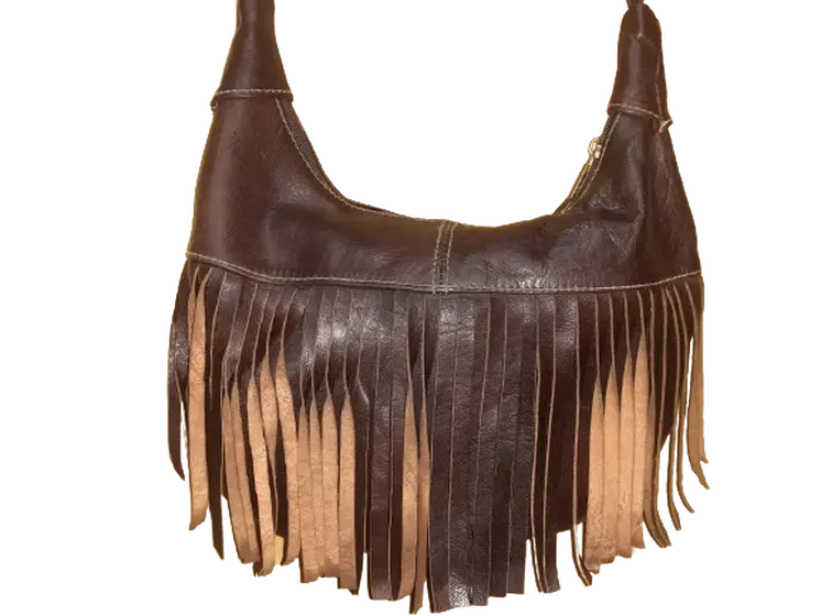 Bolso media luna flecos