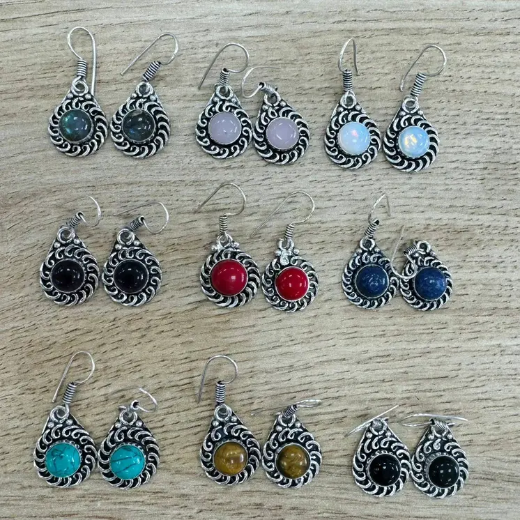 Pendientes de plata de colores
