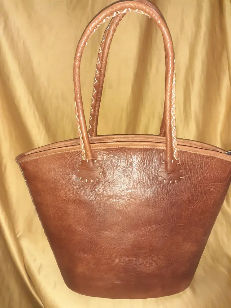 Bolso Vacuno asa hilo blanco