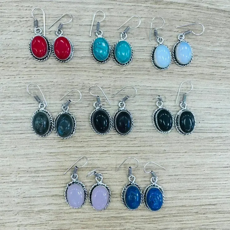 Pendientes de plata de colores