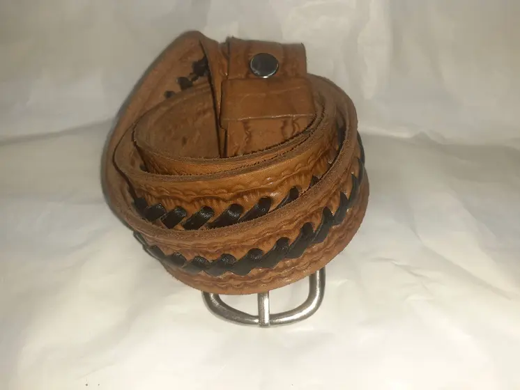 Cinturón estrecho trenza combinada