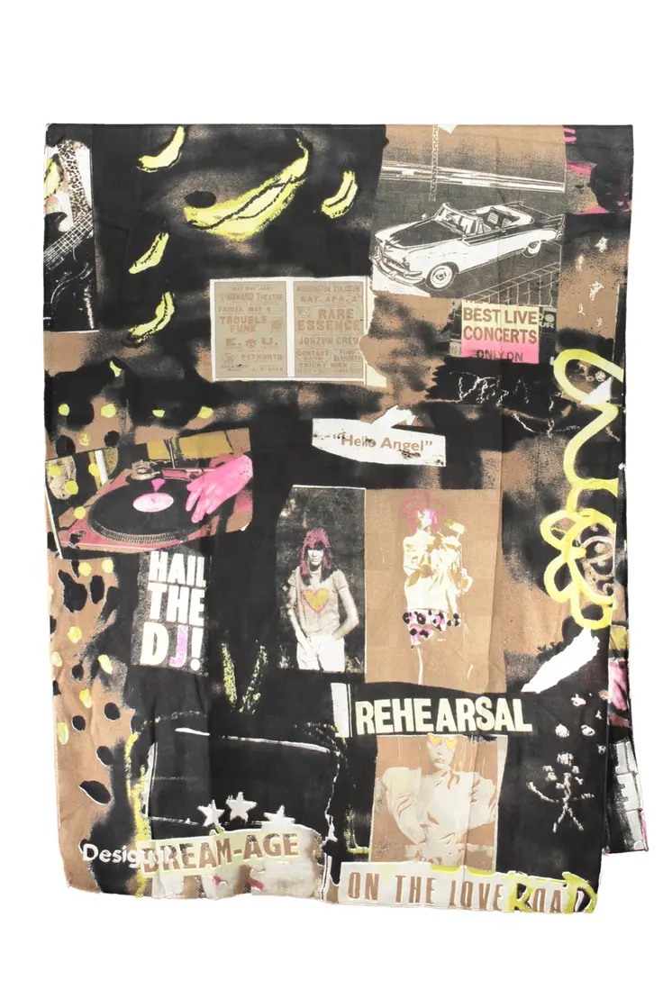 DESIGUAL BLACK WOMEN'S SCARF