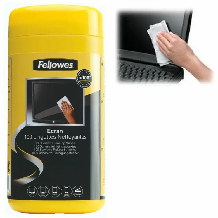 Cleaning Wipe Fellowes 9970330 Dispenser Screen 100 Pieces